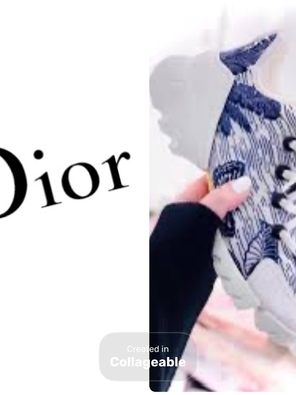 ‼️WOW‼️Dior D-Connect, White & Navy Blue 💙Patterned Sneakers‼️
